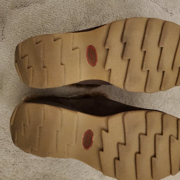 Sporto Margot mules, brown suede, faux fur trim, size 7 1/2M - Picture 3 of 4